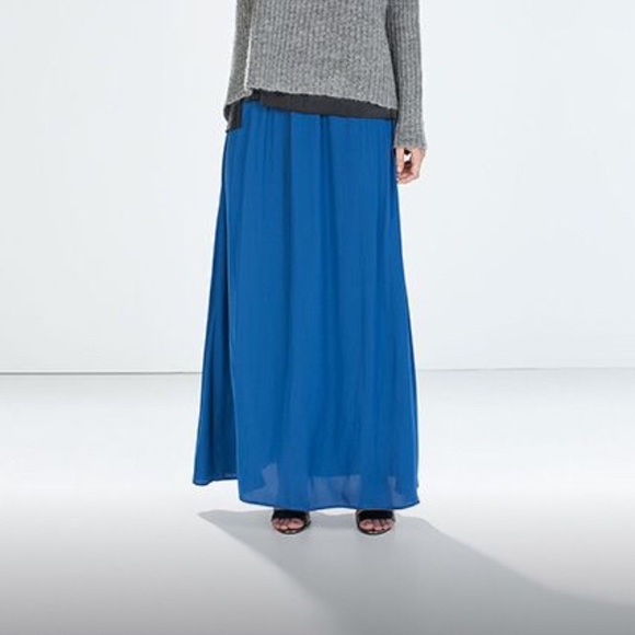zara blue maxi skirt